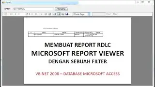 MEMBUAT REPORT RDLC DENGAN FILTER - VB.NET