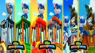 Talking Tom Hero Dash : Blue Hero Tom Saving Blue Hero Angela - Saving All Blue Heroes & Classic Run