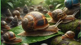 Gathering of snails in the wild