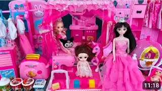 14 Minutes Satisfying with Unboxing Barbie Pink Wardrobe & Bedroom Collection Toys Review｜ASMR
