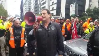 John Setka talks to rally about unpaid workers on Lend Lease Bendigo Hospital job