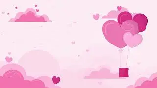 Happy Valentines Day pink sky balloons background loop