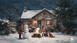 4 Hours Cozy Winter Ambience ❄️ Snowfall, Playing Children & Cat Sounds | Relax, Study, Sleep