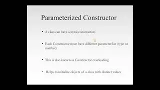 Lecture 12  (Parameterized Constructors)