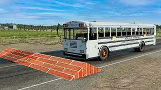 Cars vs Triangle Speedbump Drive Challenge Ends in Total Destruction!