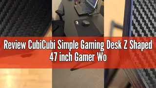 Review CubiCubi Simple Gaming Desk Z Shaped 47 inch Gamer Workstation, Home Computer Carbon Fiber Su