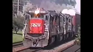 variety on the BN Racetrack. 1992.   E9s, tunnel motors. SP, SSW, CN, DWP. M-K,