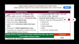 indian Airforce Agniveer vayu Intake Vacancy update #bharti #job #jobupdate 