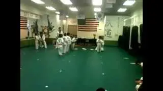 Raffe breaking a board, green belt test-Moohan Martial Arts Academy, Sandy Springs
