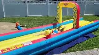Water slide fun at the Lutz Mansion