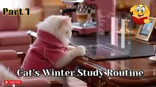 White Fluffy Cat&rsquo;s Guide to Surviving Winter Break ❄️📚 Study vs. Play Vlog! #cutecat #dudidudidam