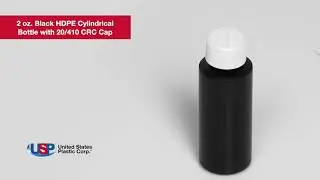 2oz. Black HDPE Cylindrical Bottle with 20/410 CRC Cap | U.S. Plastic Corporation&reg;