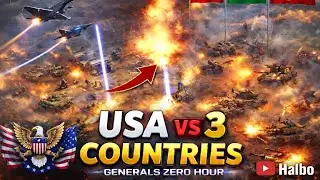 USA - Command & Conquer Generals Zero Hour - 1 vs 3 HARD Gameplay