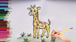 How to draw cartoon giraffe / giraffe drawing easy and beautiful 