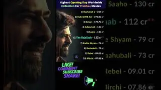 Prabhas All-Time Highest Opening Day Worldwide Collections | Baahubali 2 to The RajaSaab👑💥💥👑