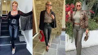 Older Women Beautiful Leather Pants Outfit Ideas For Attractive Stylish Elegant looks