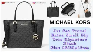 Michael Kors Jet Set Travel Extra Small Zip Tote Signature Black