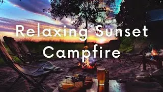 RELAXING SUNSET FIRE in NATURE | Crackling Campfire Sounds to Sleep, Relax or meditate