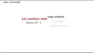 Séance 1: Nombre réels, borne supérieure