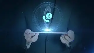 business man holding tablet hologramm hud projection phone communication icon   Free HD Video Clips