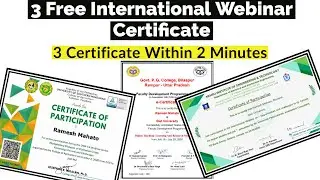 3 Free International Webinar Certificate | Free Certificate | Webinar Certificate