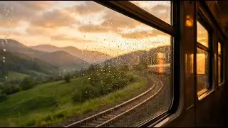 Sunset Train Journey with Rain | Relaxing Ambience for Focus, Calm & Peace