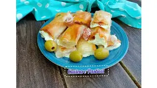 Involtini di pasta fillo con stracchino e prosciutti