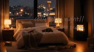 【2時間】暖炉のそばで猫と過ごす夜｜チルジャズBGM｜作業・リラックス用｜Cozy Fireplace & Cat｜Chill Jazz for Work & Relax