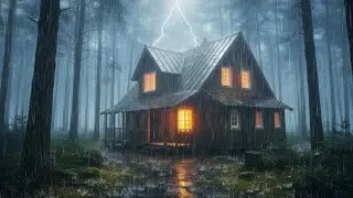 Peaceful Cabin Night Rain | Thunder Sleep Ambience LIVE