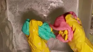 Hand washing cloths/ rubber gloves/ laundry detergent powder ASMR