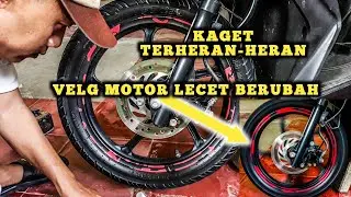 CARA MEMPERBAIKI VELG MOTOR RUSAK LECET TANPA DICAT CUMA PAKAI SPIDOL