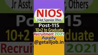 NIOS Recruitment 2021 | #short #NIOS #job