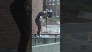 Down grind on a pogo stick, with a frontflip at the end!