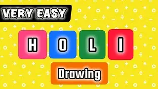 Holi Drawing | Holi card drawing | How to draw holi