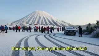 Viral!! Gunung Bromo Membeku Dalam Semalam, Jalanan Dipenuhi Salju