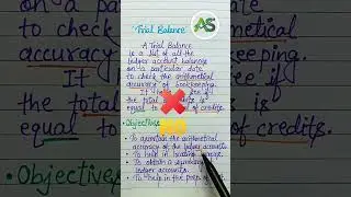 Trial Balance Meaning And Objectives | #trialbalance #accounting #shorts