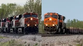 Very fast BNSF Manifest train & BNSF Baretable train! BNSF Transcon: Marceline sub..4/26/25