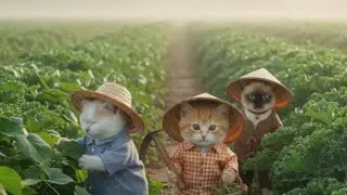 Three farm cat working Together (short)#คลายเครียด #cat #funny #catshorts