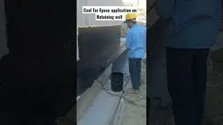 Coal Tar Epoxy application on Retaining wall on site.#civilengineer #construction #foundations