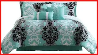 Carmela Home Studio 17 Downton 7-Piece Full/Queen Comforter Set, Black/Gray/Aqua