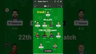 MI vs KOL dream11 prediction || 22th IPL T20 today's live match #fantasy #ipl