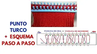 PUNTO TURCO en Telar CON ESQUEMA - Diagrama PASO A PASO