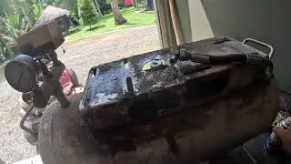 Working on the old air compressor.. We can rebuild her