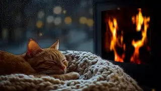 3 Hours of Calm Piano, Rain, and a Cat Sleeping by the Fireplace | Perfect for Unwinding