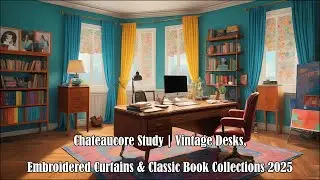 Chateaucore Study, Vintage Desks, Embroidered Curtains & Classic Book Collections 2025
