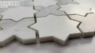 Thassos White Marble 2 inch Cross Star Mosaic Tile w/ Carrara White Honed - T8E0XH