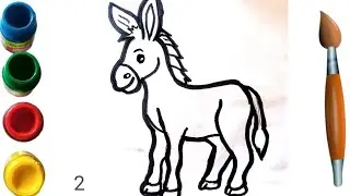 Donkey drawing for kids । kids painting video । easy donkey drawing video । Toddlers #drawing