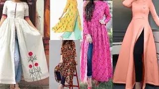 Front open cotton long kurti for girls