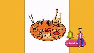 Puja Ki Thali Drawing | Easy Thali Drawing for Festivals | Chhapa Video Art