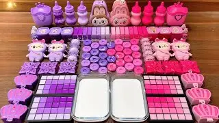 Mixing Glitter, Charm and Storebought Slime | Purple vs Pink LABUBU 80